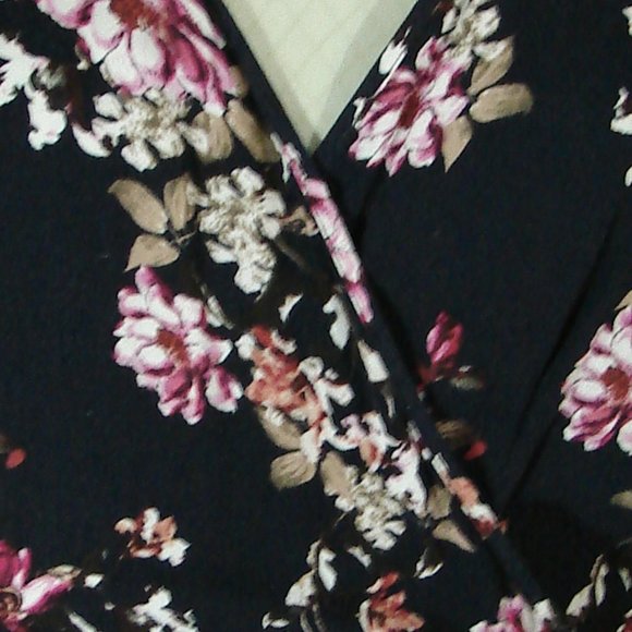 Black Pink Floral Ruffle Wrap Dress Chelsea & Violet Large Cottagecore Romantic - Picture 4 of 16